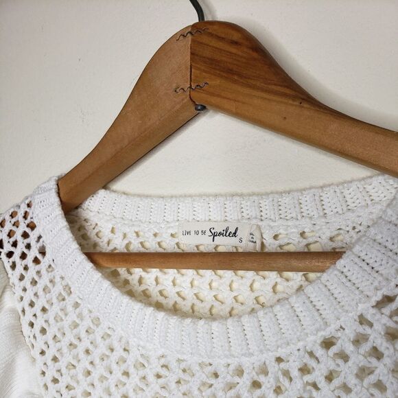Live To Be Spoiled White Ruffle Knit Sweater - Picture 6 of 8